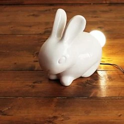 SUCK UK Porcelain Bunny Lamp-USB Powered Light With Energy Efficient LED Bulbs Equivalent Of 11W, Ceramic, White Unique Lighting