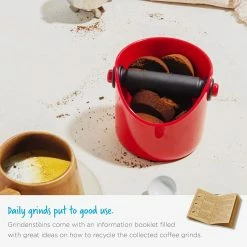 Dreamfarm Grindenstein Knock Box For Coffee Grinds, Fire Engine Red Coffee & Tea Lovers