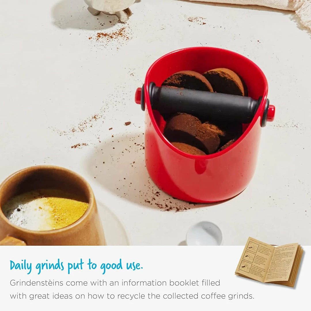 Dreamfarm Grindenstein Knock Box For Coffee Grinds, Fire Engine Red Coffee & Tea Lovers