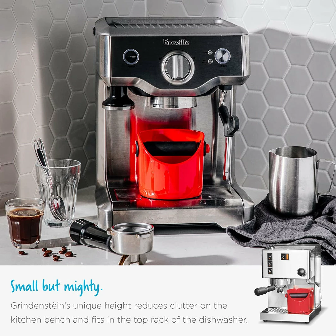 Dreamfarm Grindenstein Knock Box For Coffee Grinds, Fire Engine Red Coffee & Tea Lovers