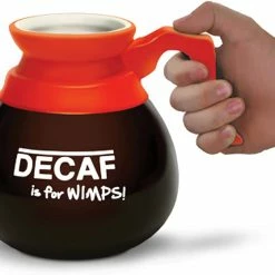 BigMouth Inc Decaf Is For Wimps! Mug, Brown, Ceramic Coffee Cup, Looks Like Coffee Caraf, Holds 16 Oz. Of Coffee Coffee & Tea Lovers