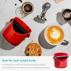Dreamfarm Grindenstein Knock Box For Coffee Grinds, Fire Engine Red Coffee & Tea Lovers