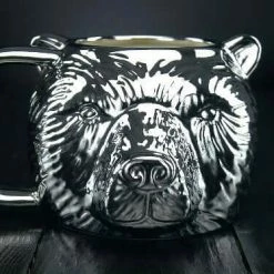 The Unusual Gift Company Coffee & Tea Lovers Silver Bear Mug
