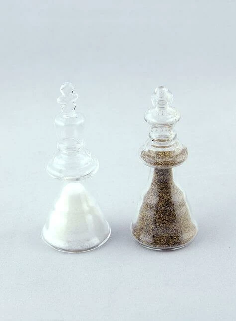 The Unusual Gift Company Checkmate Glass Salt And Pepper Shakers