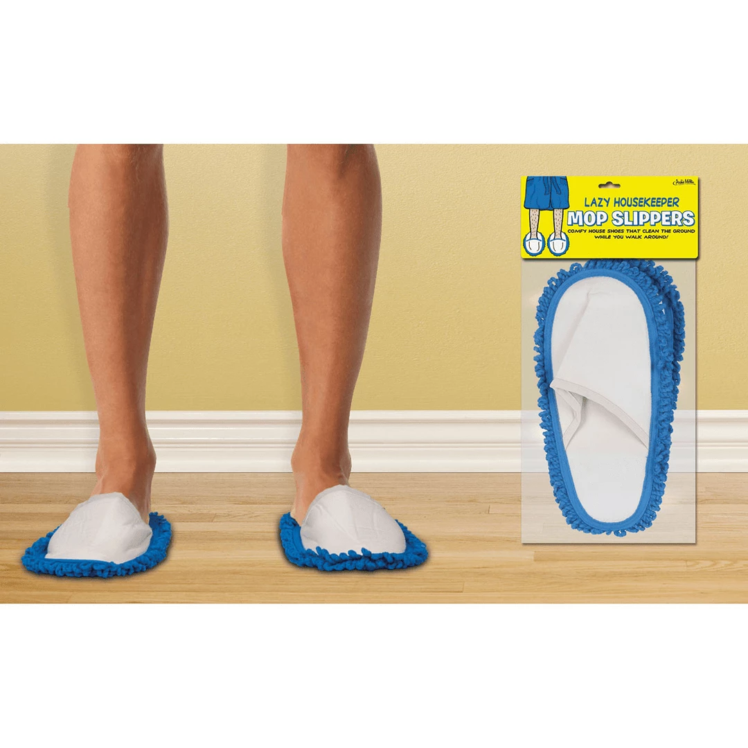 The Unusual Gift Company Lazy Housekeeper Mop Slippers Dads