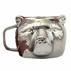 The Unusual Gift Company Coffee & Tea Lovers Silver Bear Mug